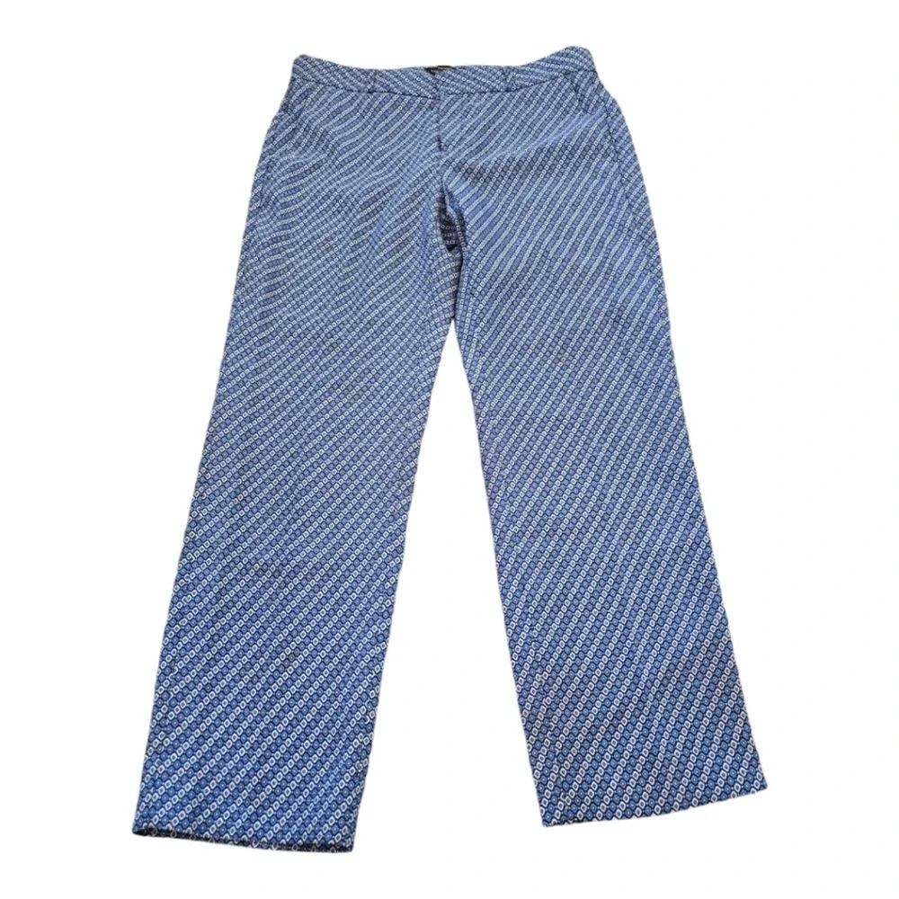 Banana Republic Avery Womens Blue Geometric Diamond Straight Leg Dress Pants 6
